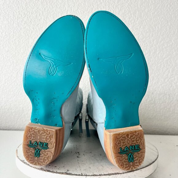 Lane SWEET MEMORIES Knee High Womens Cowboy Boots 6.5 Light Blue Cowgirl Western - Picture 10 of 13